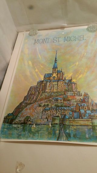 Mont St.  Michel Normandy France Earl Thollander Vintage Travel Poster Art Print