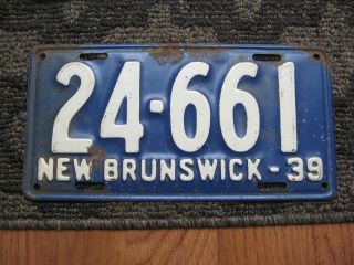 1939 39 Brunswick Nb Canada Canadian License Plate Tag 24 - 661