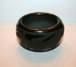 Vintage Acjachemen? San Ildefonso? Pueblo Black Pottery Bowl 3 1/8 " Across