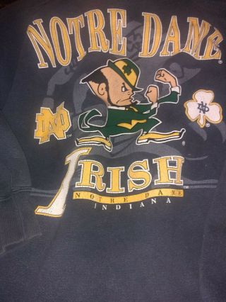 Vintage Notre Dame Fighting Irish Sweatshirt Sz Large Fighting Leprechaun Logo