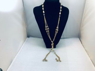 Vtg.  Sarah Coventry “fashionette” Textured Gold Tone Long Tie Chain Necklace