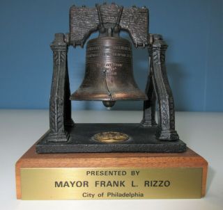Vtg.  Mayor Frank L.  Rizzo Liberty Bell Award Presented By City Of Philadelphia