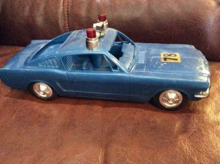 Vintage 1965 Ford Mustang Fastback Toy State Police Car 78 Plastic