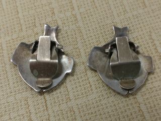 Vintage Siam Sterling Silver White Enamel fish Clip Earrings 2