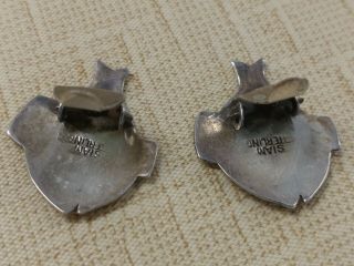 Vintage Siam Sterling Silver White Enamel fish Clip Earrings 3