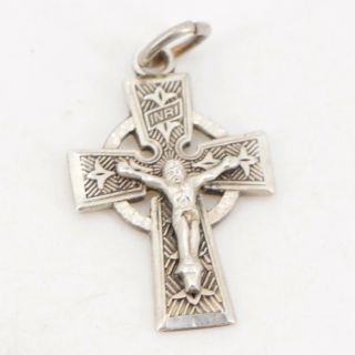 Vtg Sterling Silver - Chapel Jesus Christ Crucifix Cross Religious Pendant - 2g