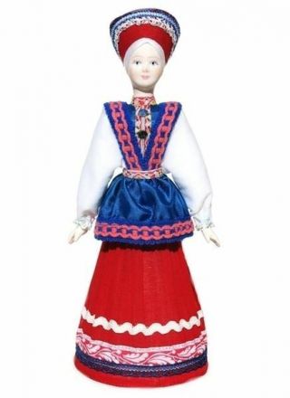 Large Porcelain Russian Costume Doll Barbara Ethnic Hand Crafted Fashion Toy