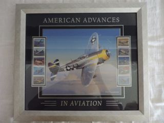 Usps 1st Class American Advances In Aviation Stamps Framed P - 47 Thunderbolt
