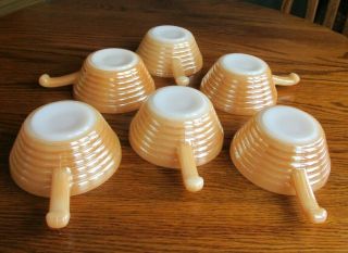 6 Vtg Fire King Peach Luster Bee Hive Soup Bowls