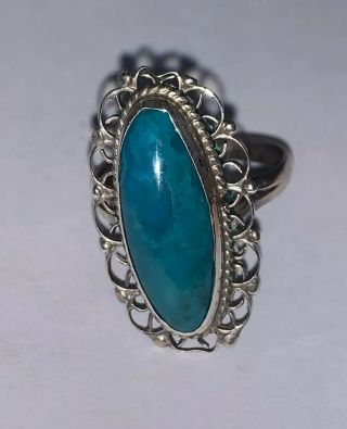Vintage Taxco Mexico Sterling Silver And Turquoise Handmade Ring