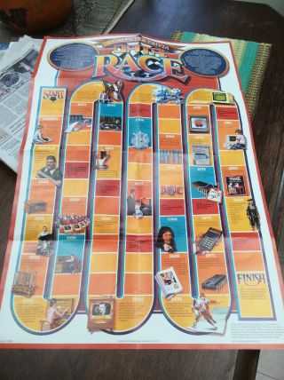 Computer Trivia Data Race National Geographic Poster - Vintage Collectible