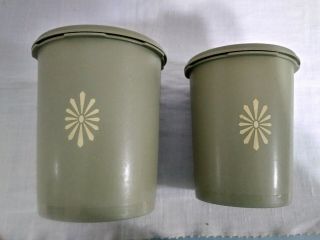 Vintage Tupperware Canisters,  Set Of 2 With Lids,  Avocado Green