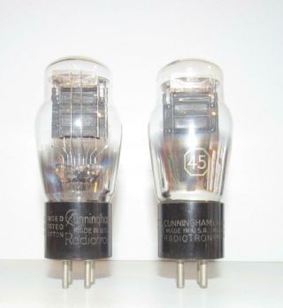Matched Pair (gm/iprca/cunningham 45 St Amplifier Tubes.  Tv - 7 Test Good.