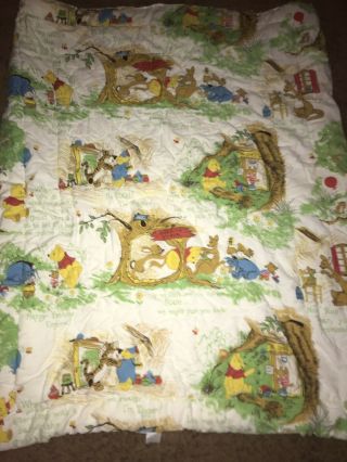 Vintage Disney Sears Winnie The Pooh Friends Baby Quilt Blanket Crib Comforter