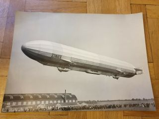 Zeppelin Airship Schwaben With People Underneath In Germany.  Big 40x30 Cm.