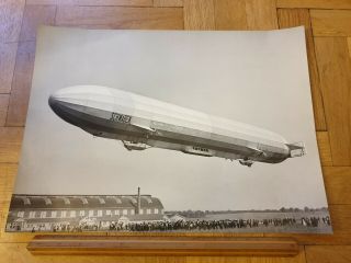 Zeppelin Airship Schwaben with People underneath in Germany.  Big 40x30 cm. 2