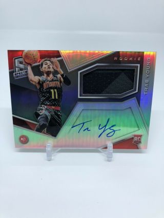 2018 - 19 Spectra Trae Young /299 Rc Rookie 2 Tone Patch On Card Auto Rpa Silver