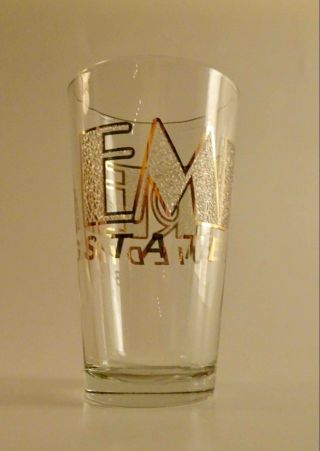 Empire State Building Glass,  Gold Trims Pebble Glass Letters,  16 Oz,  5 - 7/8 " Tall