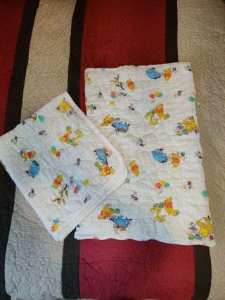 Vintage Winnie The Pooh Quilted Toddler Sleeping Bag And Blanket 32x20 39x34