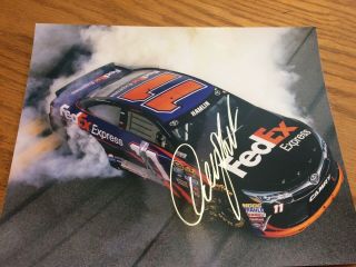 Denny Hamlin Signed Burnout 8x10 Photo Autographed Auto