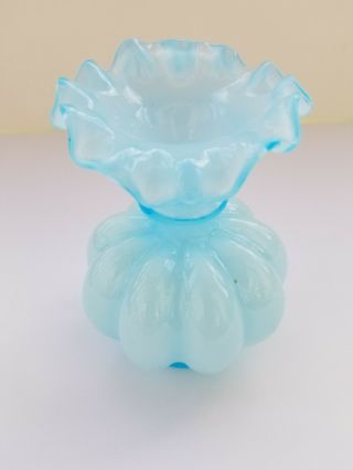 Vintage Fenton Small Vase (blue Overlay)