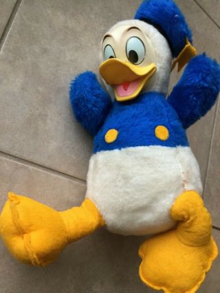 Vintage Walt Disney Rubber Face Donald Duck Stuffed Plush Toy From 1970 