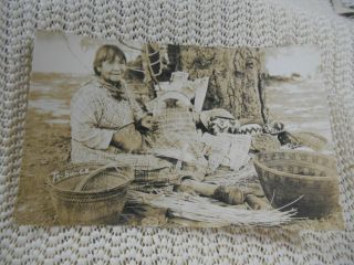 Vintage Rppc Ta - Bu - Ce Indian Native American Woman Basket Weaver Unposted