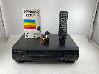 Panasonic Pv - V4022 Vcr Player Recorder W/ Remote Rca Cable Vhs Serviced/tested