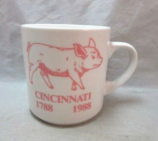 1988 Pink Pig Cincinnati Mug Souvenir.  Bicentennial