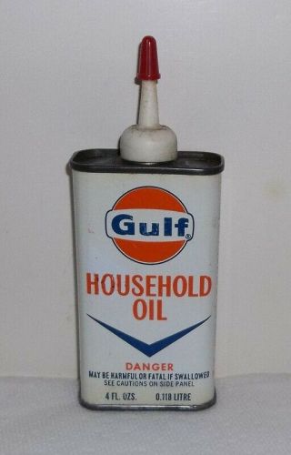 Vintage Gulf Household Oil Empty 4 Oz Steel Can