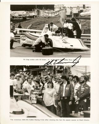 1982 Al Unser Jr Signed Indianapolis 500 Can - Am B&w Press Kit Photo Pre Indy Car