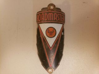 Vintage Amf Roadmaster Head Badge.  Ballon Tire Bicycle.  Cruiser Bike.  Brass