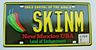 Award Winning Chile Capital Vanity License Plate " Ski Nm " Skiing Taos Skier