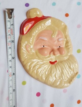 Vintage Christmas Santa Face,  Molded Plastic,  Artform,  Pre - Owned,  5.  5 ",  Crafting