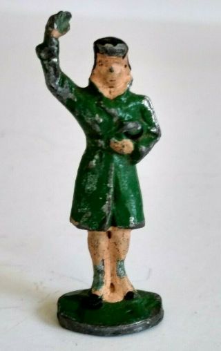 O Scale Waving Woman Vintage Lead Toy Figure Die Cast Model Railroad People