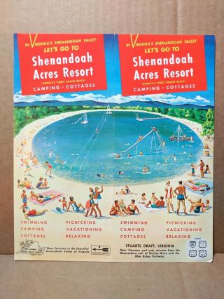 1960s Shenandoah Acres Resort Travel Brochure Hotel Motel Stuarts Draft Virginia