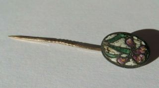Rare Antique 19th Century 800 Silver Iris Italian Micro Mosaic Stick/hat Pin