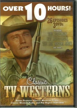 Classic Tv Westerns Dvd 2007 3 - Disc Set Rifleman Bat Masterson Roy Rogers Vtg