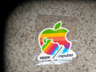 3 Vintage Rainbow Apple Computer Stickers