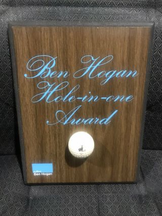 Ben Hogan Hole In One Golf Ball Award Plaque