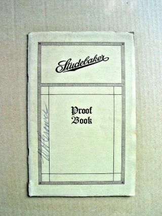 1910 - 1920s Studebaker Automobiles Orig.  Proof Booklet