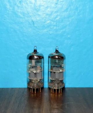 2 Amperex USN CEP 7308 Tubes E188CC 6922 Gold Pins LG Halo Getter Matched Pair 2