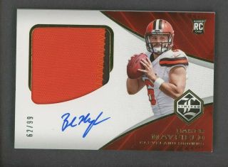 2018 Limited Baker Mayfield Browns Rpa Rc Rookie Patch Auto 62/99