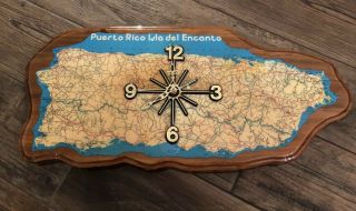 Puerto Rico Vintage Wooden Wall Clock