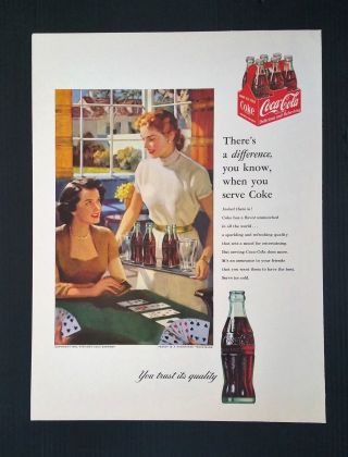 Vintage 1953 Coca - Cola Bottle Company Women Playing Cards Full Page Ad
