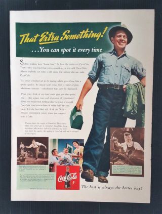 Vintage 1942 Coca - Cola Soda Pop Man Full Page Color Ad