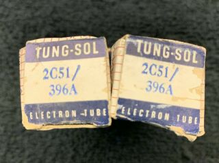 2 NOS NIB Matched Tung - Sol 2C51 396A Tubes USA 1956 2