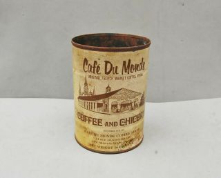 Cafe Du Monde Coffee Chicory Can Vintage Empty Orleans 1lb Aged Rusty 5 1/2 "