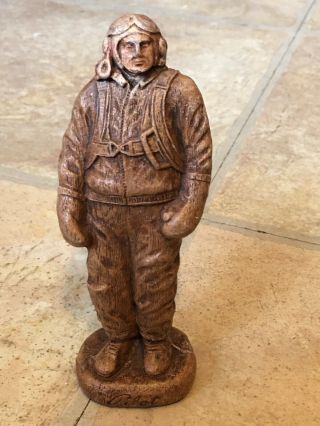 Rare Vintage Figurine “pilot” Like Carved Wood Resin - Collectible