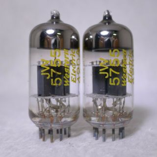 Matched Pair Western Electric Jw 5755/420a Black Plate Mil - Spec Tube Same Date